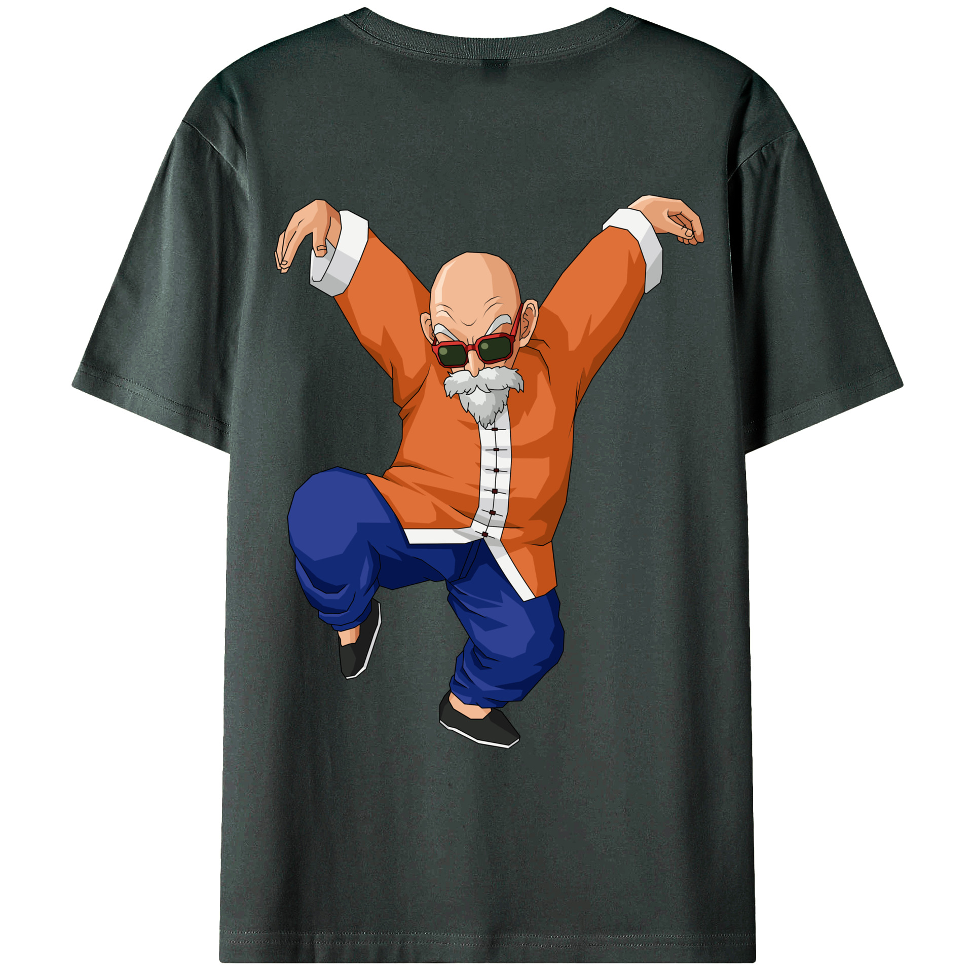 （画像用） ドラゴンボール 亀仙人（かめせんにん） DRAGON BALL Master Roshi Kame Sennin 綿100％ メンズ半袖Tシャツ（バックプリント） 通気性